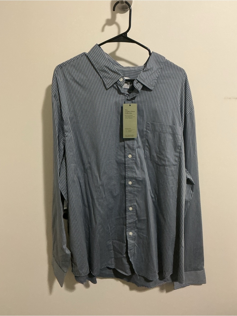 New! Men’s Blue Stripe Button-Down Shirt Office Business Ecclectic Grandpa